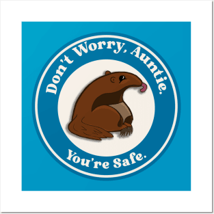 “Don’t Worry, Auntie.” Chibi Arlie the Anti-Abuse Anteater in Blue Posters and Art